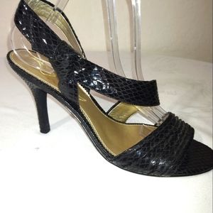 Nina Leonard Strappy Snake print heels